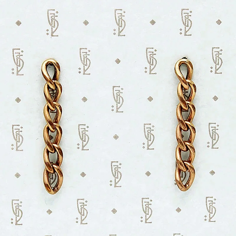 Long Rosy Chain Link Earrings