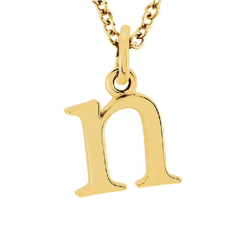 The Abbey Lower Case Initial 'n' Necklace in 14k Yellow Gold, 16 Inch