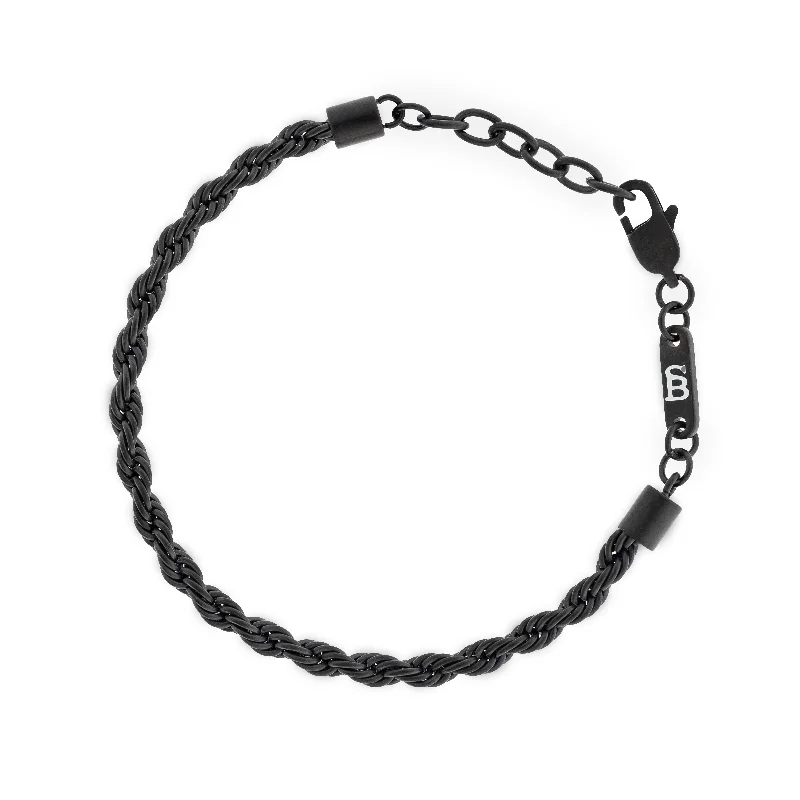 Black Edition Helix 4mm Chain Bracelet Adjustable B-HEL02-40E50U-TU