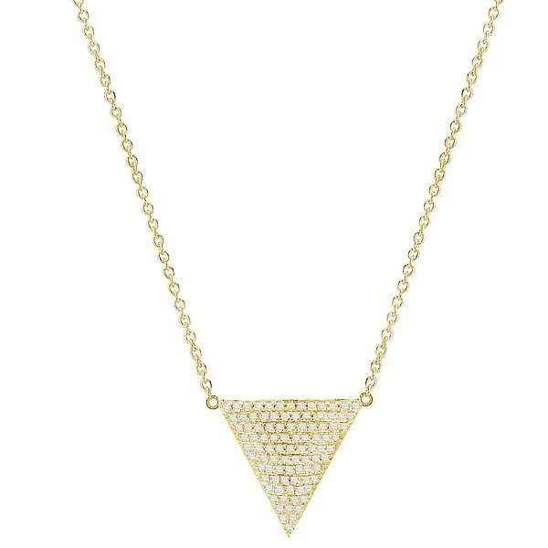 14KT YELLOW GOLD 1/7 CTW PAVE DIAMOND TRIANGLE PETITE NECKLACE