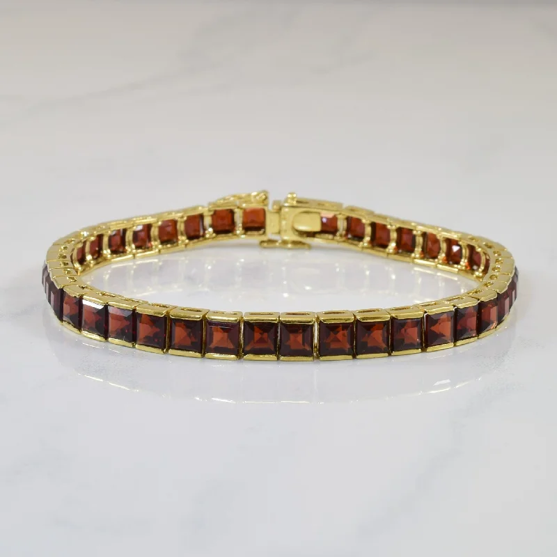 Square Cut Garnet Bracelet | 16.00ctw | 7" |