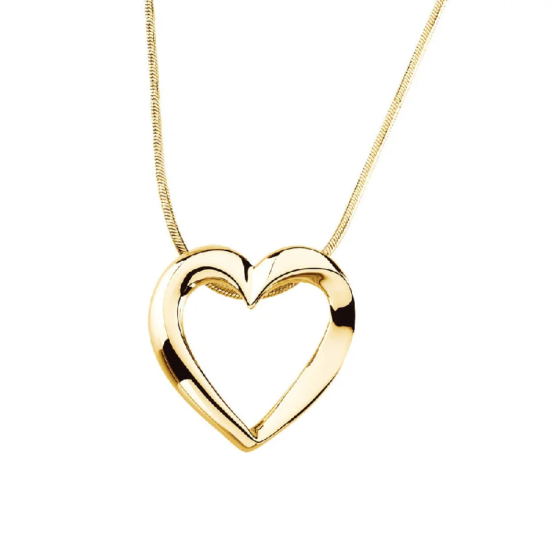 22mm Heart Slide & Snake Chain Necklace in 14k Yellow Gold, 18 Inch