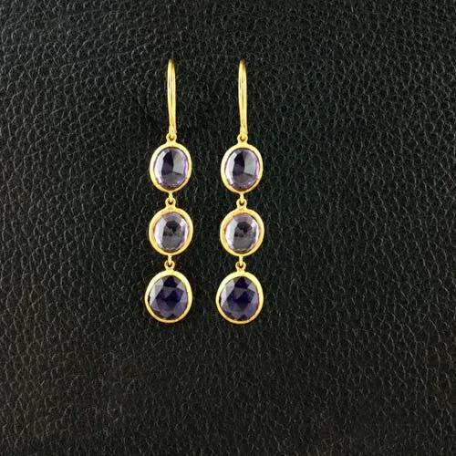 Triple Amethyst Dangle Earrings