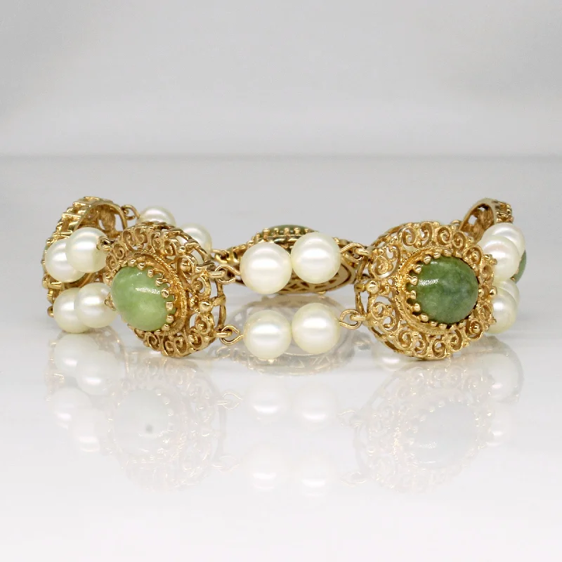 Serpentine & Pearl Bracelet | 15.00ctw | 7" |