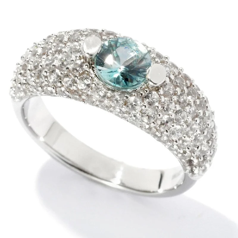 Rhodium Over Ster Silver 3.11ct Blue Zircon Solitaire Ring, Size 5