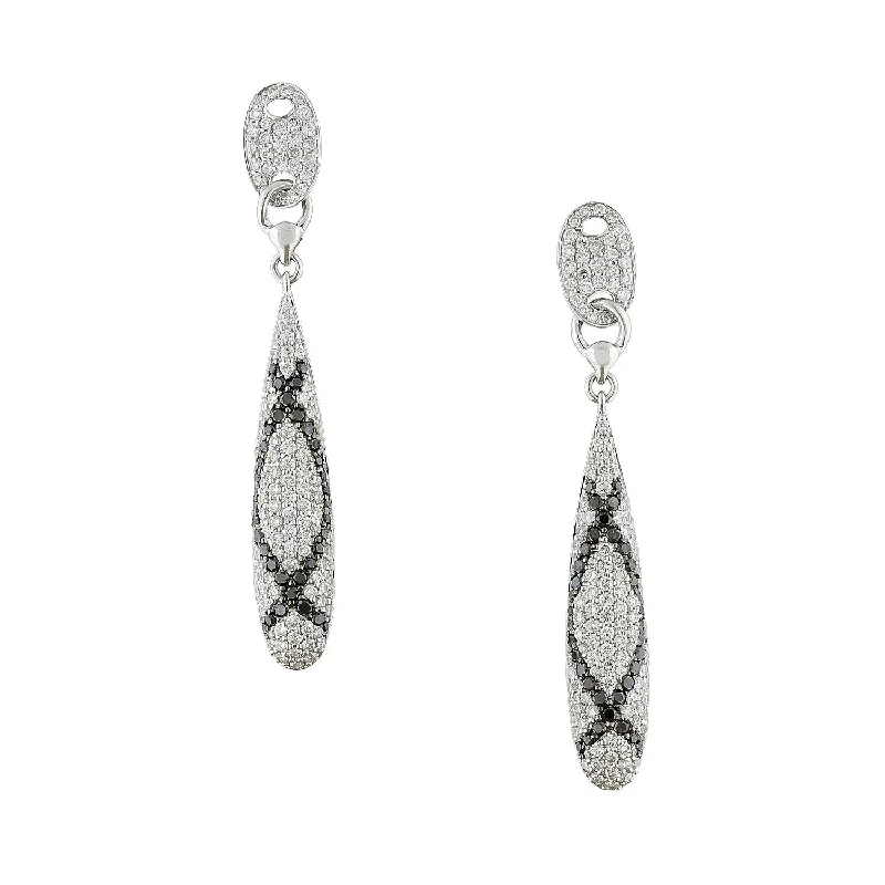 Black and White Diamond Gold Drop Earrings