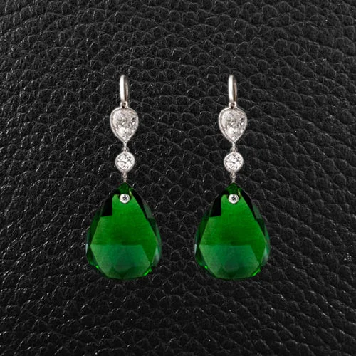 Tsavorite & Diamond Dangle Earrings