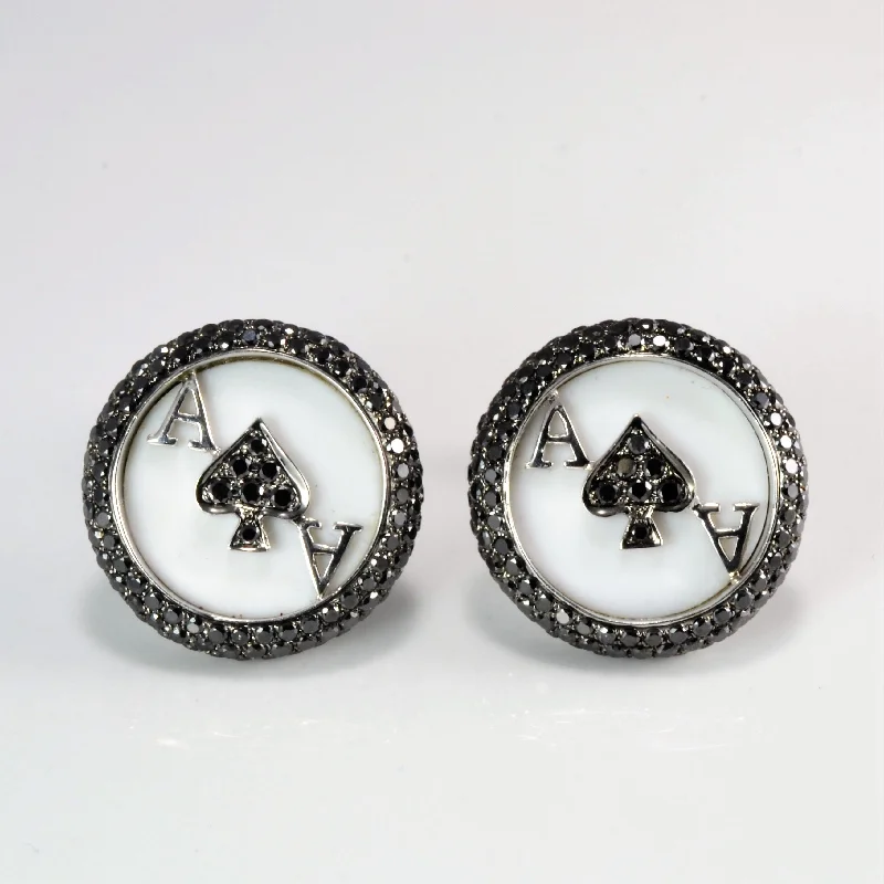 Unique Black Diamond Ace Cufflinks | 3.72 ctw |