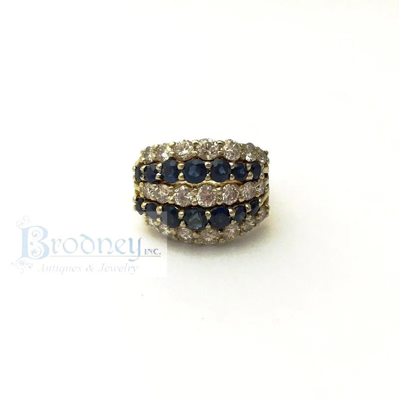 14 Kt Gold Diamond and Sapphire Ring