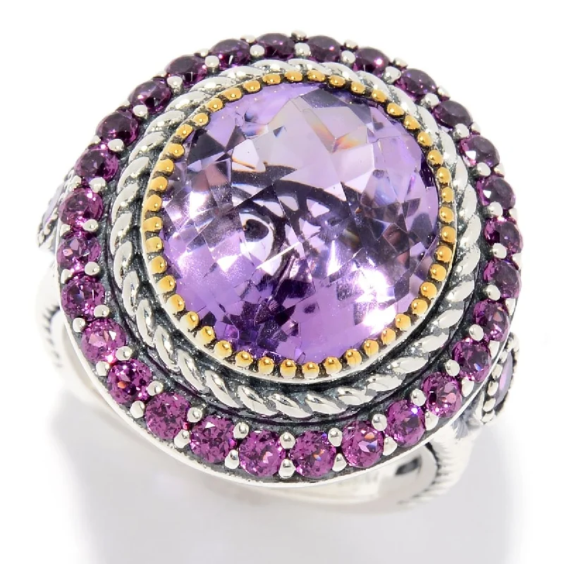 925 Sterling Silver Pink Amethyst and Rhodolite Garnet Ring