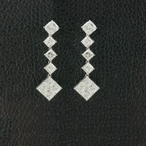 Asscher cut Diamond Dangle Earrings