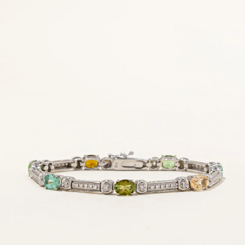 Tourmaline & Diamond Bracelet | 5.10ctw, 0.50ctw | 7" |