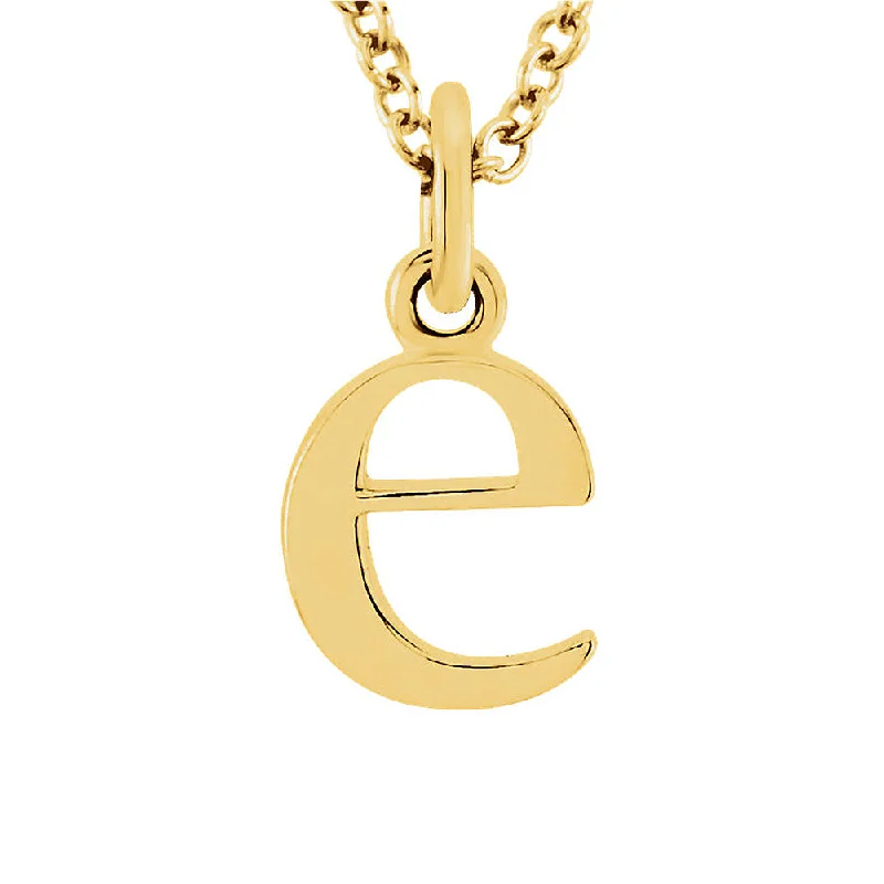 The Abbey Lower Case Initial 'e' Necklace in 14k Yellow Gold, 16 Inch