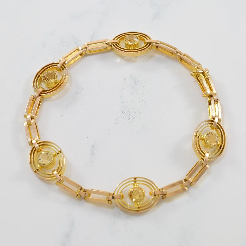 Victorian Era Bezel Set Topaz Bracelet | 1.25ctw | 7" |