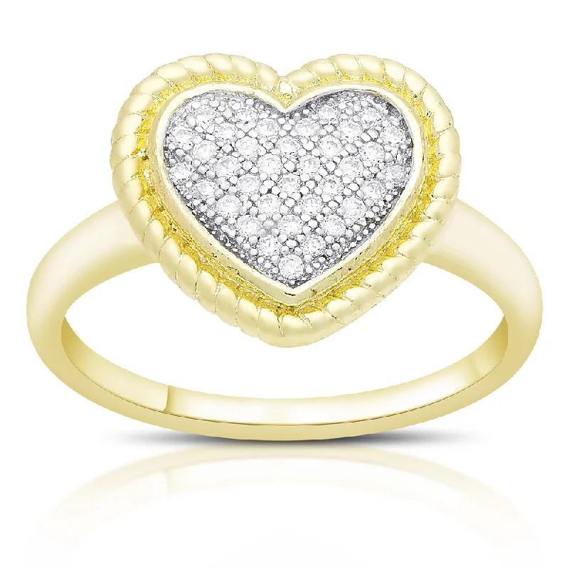 Samantha Stone Gold Over Sterling Silver Cubic Zirconia Heart Ring