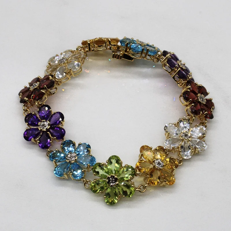 Multi Gem Flower Bracelet | 27.63ctw | 7" |