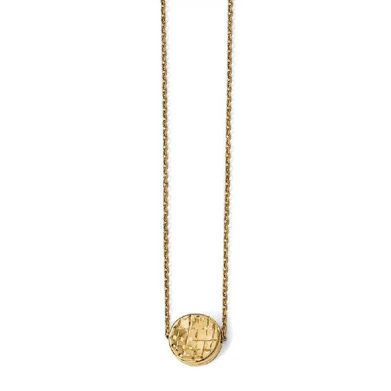 14k Yellow Gold Diamond-Cut 10mm Round Necklace, 17 Inch