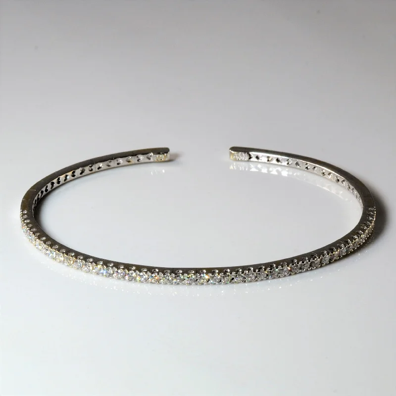 Pave Diamond Bangle Bracelet | 0.88ctw | 7"|