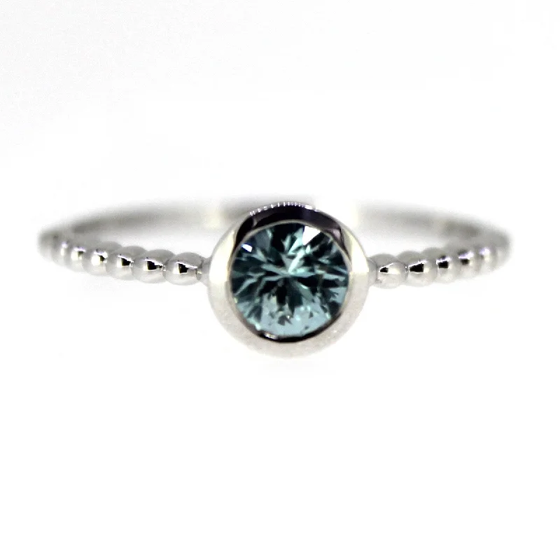 925 Sterling Silver Blue Zircon Solitaire Ring