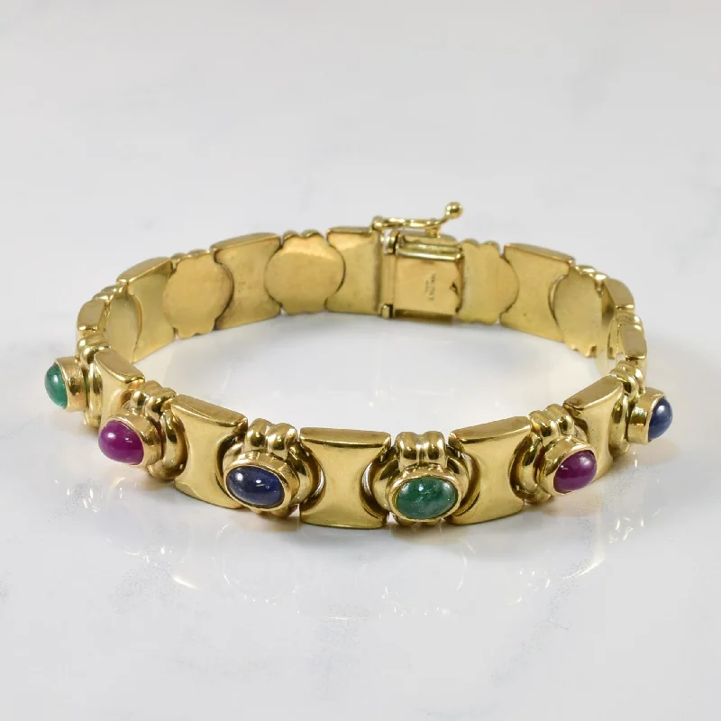 Multi Gem Cabochon Bracelet | 5.00ctw | SZ 7.5" |