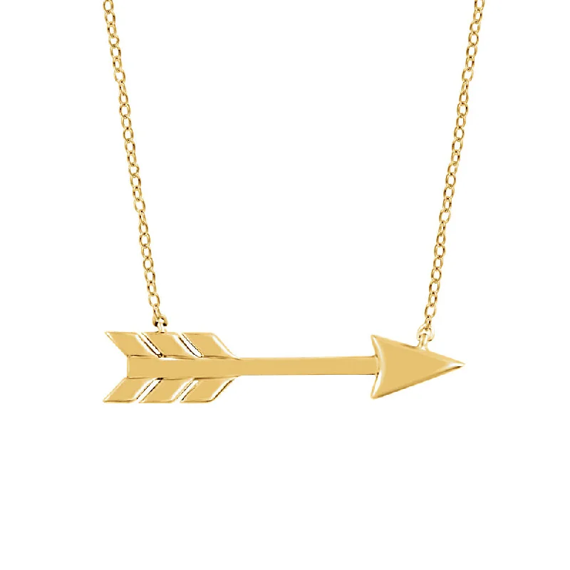 Dainty Horizontal Arrow Necklace in 14k Yellow Gold, 18 Inch