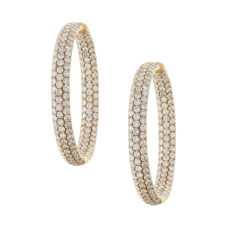 Magnificent Pave Diamond Gold Hoop Inside-Out Earrings