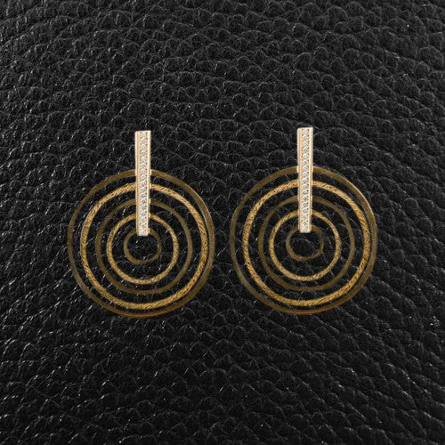 Yellow Gold & Diamond Concentric Circle Earrings