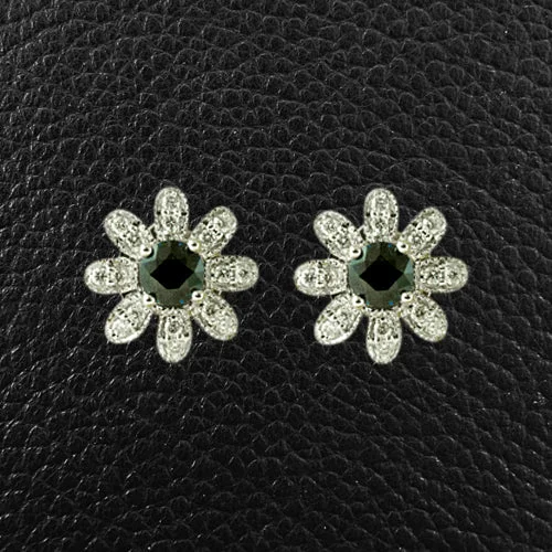 Sapphire & Diamond Flower Earrings