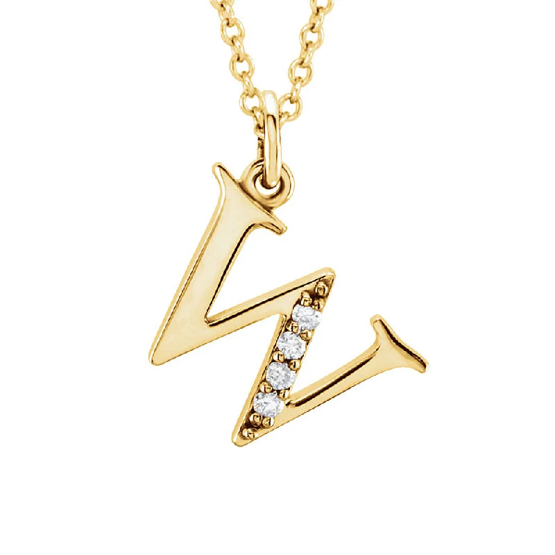 The Abbey 14k Yellow Diamond Lower Case Initial 'w' Necklace 16 Inch