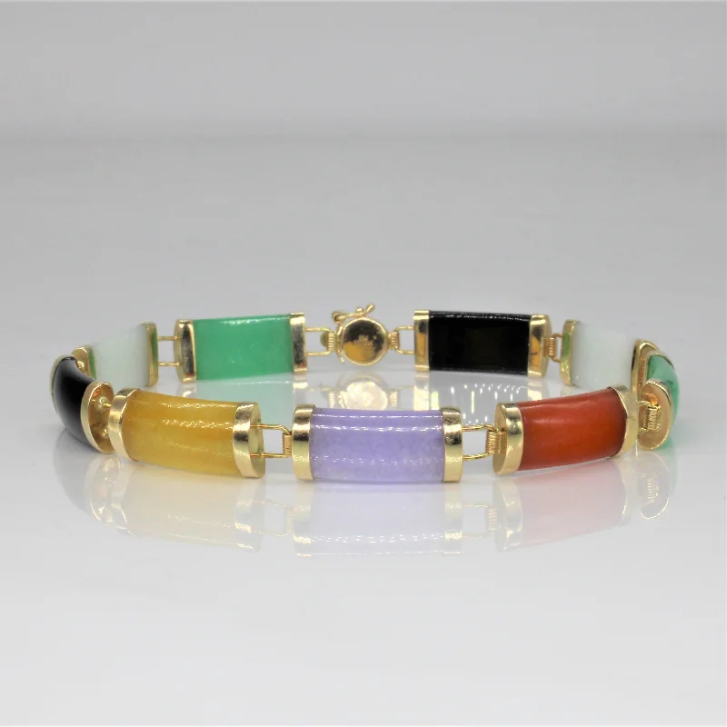 Multi Coloured Jade Bracelet | 7.5" |