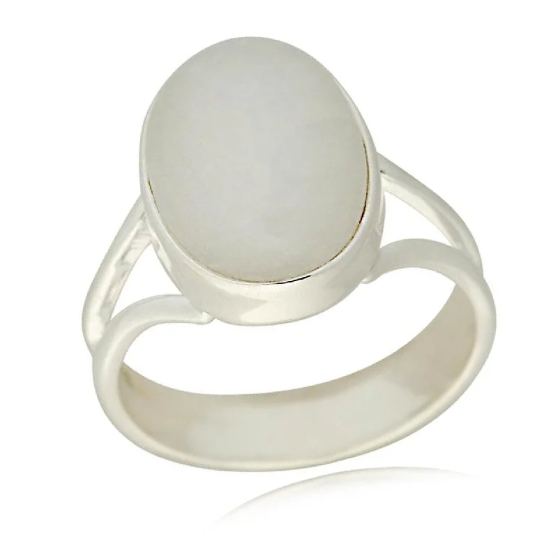 925 Sterling Silver Rainbow Moonstone Gemstone Solitaire Ring