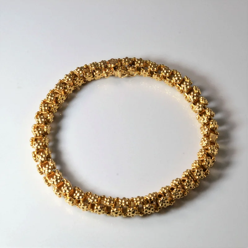 Vintage Italian Hallmarked 18k Popcorn Chain Bracelet | 8" |