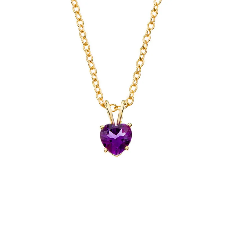 6mm Amethyst Heart Cable Chain Necklace in 14k Yellow Gold, 18 Inch