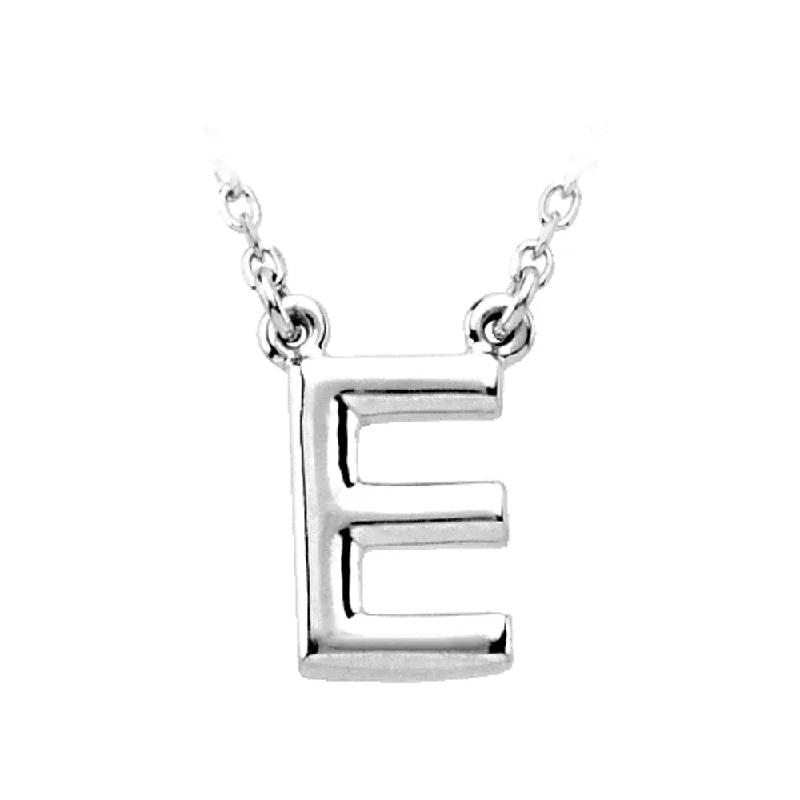 Sterling Silver, Kendall Collection, Block Initial E Necklace, 16 Inch