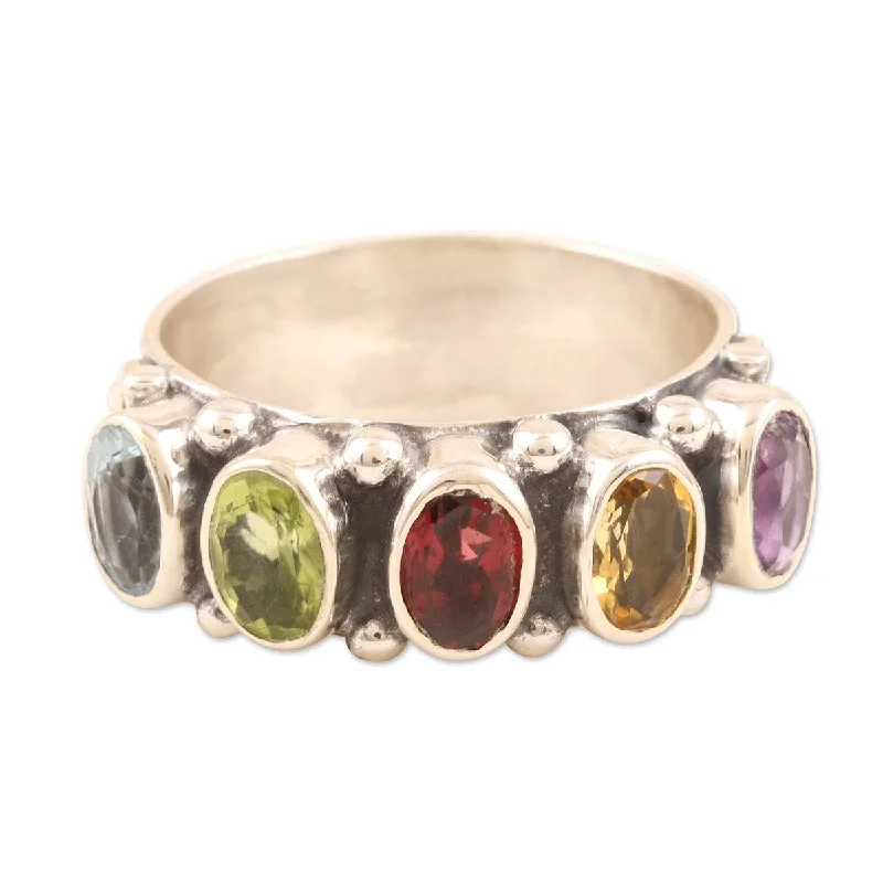 NOVICA Rainbow Beauty, Multi-gemstone cocktail ring