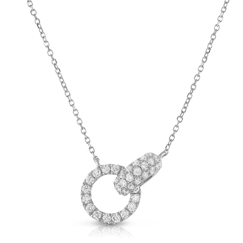 18KT GOLD 0.43 CTW INTERLOCKING CIRCLE & OVAL DIAMOND NECKLACE