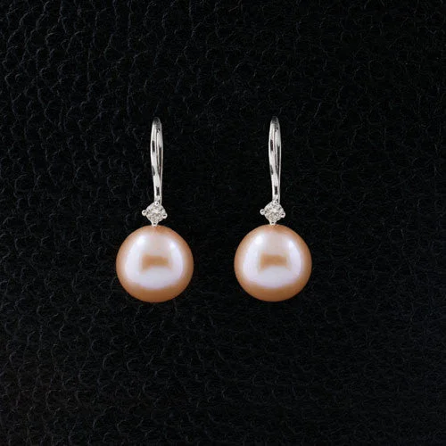 Pink Pearl & Diamond Earrings