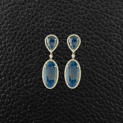 Sapphire & Diamond Dangle Earrings