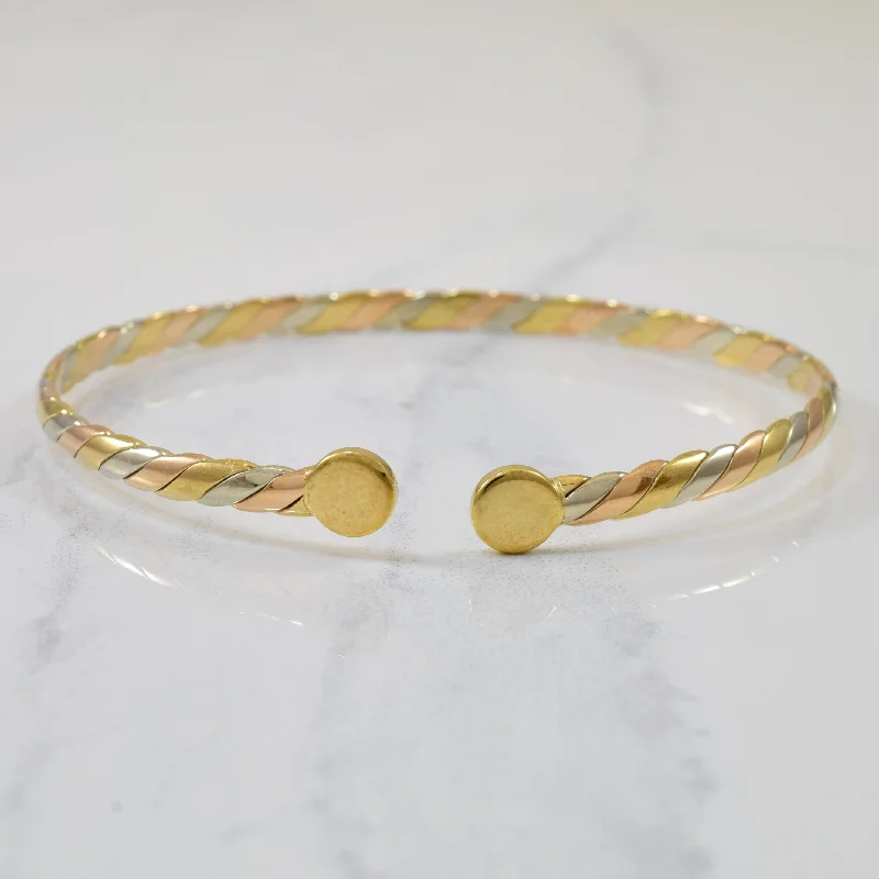 Twisted Tri Tone Gold Bangle | 7" |